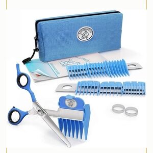 SCAREDY CUT Silent Pet Grooming Kit for Sensitive Cats & Dogs - Blue Left Handed